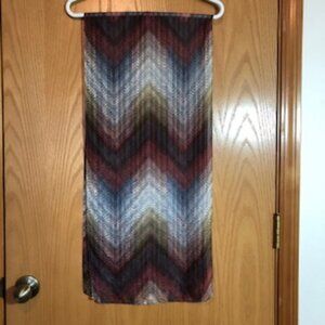 3/$15 Silk Chevron Patterned Oblong Scarf Burgundy Blue White Yellow